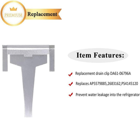 DA61-06796A Refrigerator Clip Drain Tube Evaporator Aluminum By prime&swift Replaces AP5579885,2683162,AP5579885,2683162,PS4145120