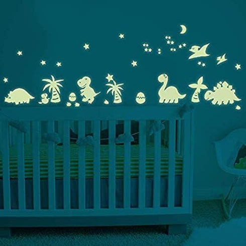 Wall Decals Glow in Dark, BENBO Dinosaurs Decorations Peel DIY Luminous Vinyl Wall Stickers for Kids Girls Bedroom Home Nursery...