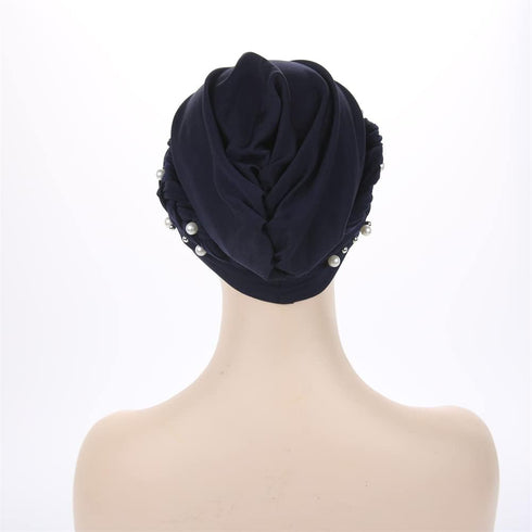 Women Pearl Beaded Braid Hijab Turban Hat Twisted Cancer Headscarf Chemo Beanies Bandana Headwrap Cap...