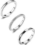 3Pcs 2mm Eternity Stackable Stainless Steel Band Ring for Girls Statement Wedding Ring For Women Shiny And Hammered Resin Rings Rose Gold...