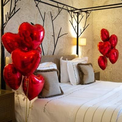 Finypa 25pcs Heart Shape Foil Mylar Balloons Red 18" for Valentine's Day Birthday Party Decorations, Wedding Decor, Engagement,Holiday (Red)...