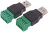 VizGiz 2 Pack USB 2.0 Plug Replacement 5Pin Solderless Screw On Type USB Terminal Block Connector Male and Female Socket Jack Adapter for LED Stri...
