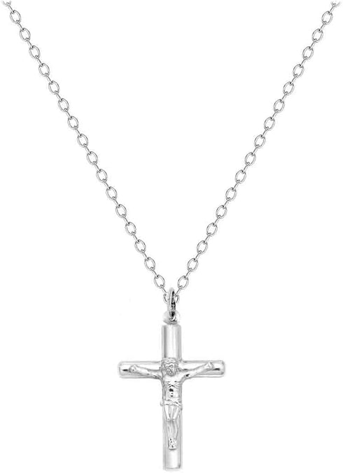 Ritastephens Sterling Silver Polished Italian Crucifix Cross Charm Pendant Necklace...