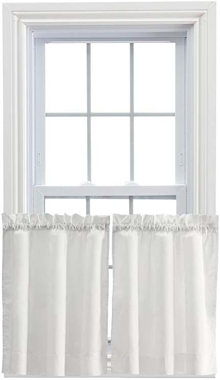 Ellis Curtain Stacey Sheer 56-by-30 Inch Tailored Tier Pair Curtains, Ice Cream, 56x30...