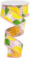 Lemons on Woven Check Wired Edge Ribbon, 10 Yards (Pink, 1.5 Inch)...