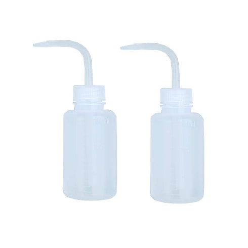 2Pcs 150ml Plastic Safety Wash Bottle Translucent Plastic Squeeze Measuring Bottle Narrow Mouth Empty Bent Tip Storage Containers For Gardening La...