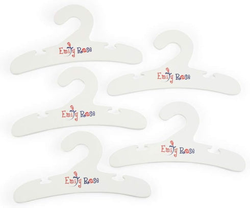 Emily Rose Value 5 Pack Painted White Wooden 18" Doll Clothing Hangers for Closets Armoires Wardrobes Furniture | Accessories Made for 16-inch - 1...