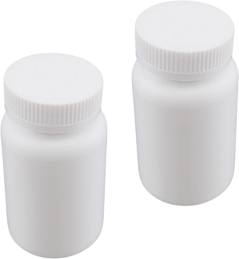 Othmro PE Plastic Lab Chemical Reagent Bottles 2pcs, 200ml/6.8oz Wide Mouth 42mmID Round Sample Liquid Storage Container Sealing Bottles White wit...