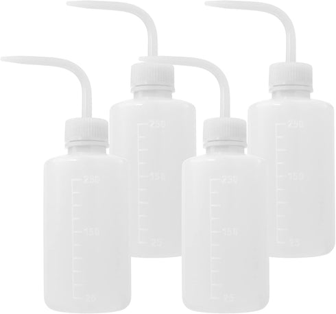 4 Packs 250ml Plastic Tattoo Wash Bottle with Squeeze Dispenser, White...