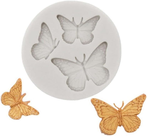 3PCS Gray Mini Butterfly Silicone Molds, Cute Fondant Cake Baking Chocolate Candy Cupcake Topper Desserts Decoration Polymer Clay DIY Crafts for W...