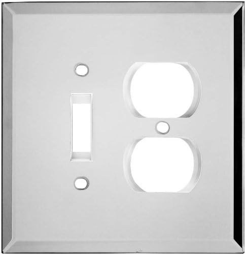 Plain Glass Mirror Outlet Wall Plate | 1 Toggle - 1 Duplex | 5.25" x 5.25" | Professional Quality Glass Mirror Switch Plate Covers For All Configu...