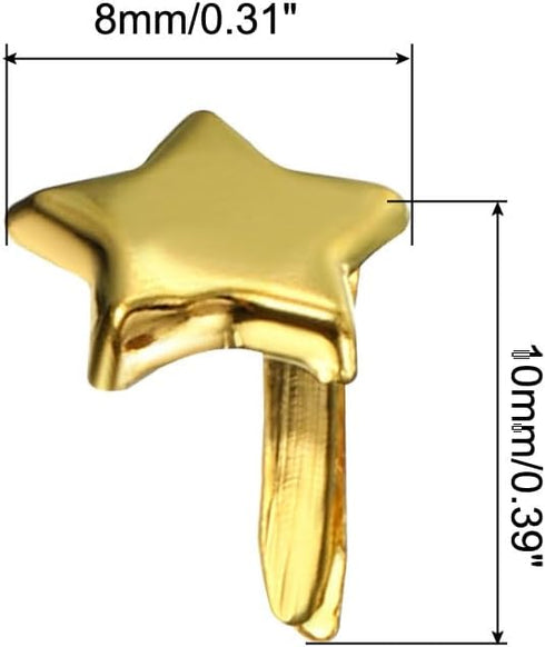 PATIKIL 8 x 10 mm Brads for Paper Crafts, 100 Pcs Metal Star Paper Fastener for Art Crafting Projects, and DIY Decorative Scrapbooking, Gold...