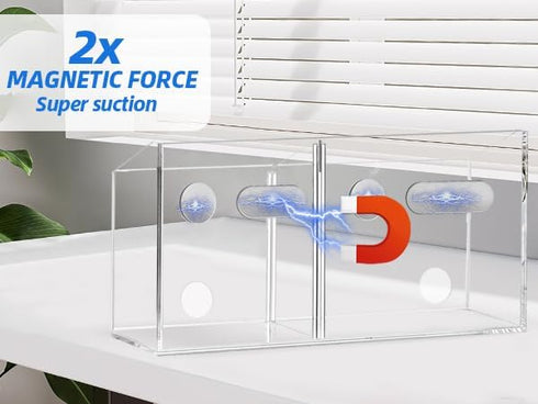 Magnetic Dry Erase Marker Holder, Large Magnetic Pen Holder, Magnetic Marker Holder, Magnetic Glass Whiteboard Holder with Movable Dividers, Stron...