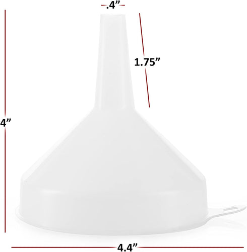 6 Pack - 3.5" Funnels for Filling Bottles -Multi-Purpose Funnels for Kitchen Use - Plastic Funnel Set with Long Reaching Spout - for Easy and Smoo...