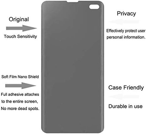 Galaxy S10 Plus Privacy Screen Protector, 2-Way Anti Spy Case Friendly Fingerprint Available Soft Film, Anti-Scratch Touch Precise Full Adhesive N...