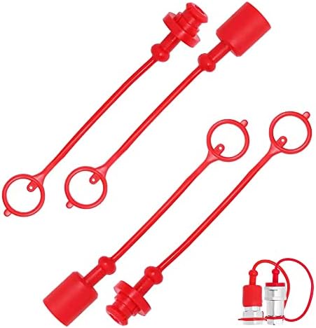 2sets 1/2 ISO 5675 Hydraulic Coupler Male Dust Cap and Female Plug Cover,ISO 5675 Hydraulic Quick Disconnects Port Plug Cover Fittings,Red Cap wit...