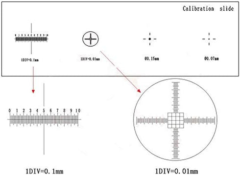 Microscope Stage Micrometer Calibration Slide with 4-Scales and 0.01mm Multifunctional Reticle Calibrating Ruler...