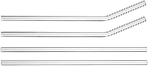 G Reusable Glass Straws Clear - 8.5 inches x 8 mm Straight Drinking Straws Healthy Eco-Friendly BPA Free 4 Pack (2 Straight + 2 Curved) with 4 Cle...
