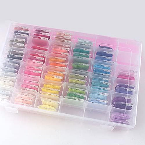 ericotry Embroidery Floss Organizer Box 24 Adjustable Grids with 50pcs Plastic Floss Bobbins and 552 Pcs Floss Number Stickers for Cross Stitch an...