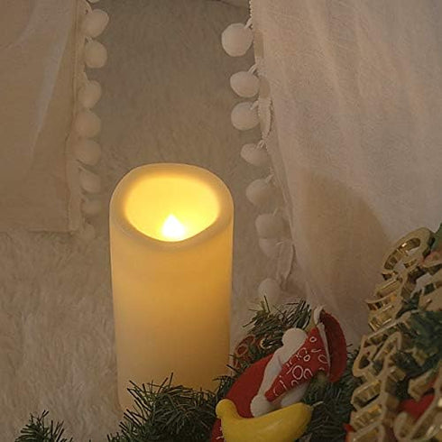 Outdoor Waterproof Flameless Candle with Timer Flickering Large Plastic Battery Operated LED Lantern Light Bright Electric Pillar for Outside Pati...