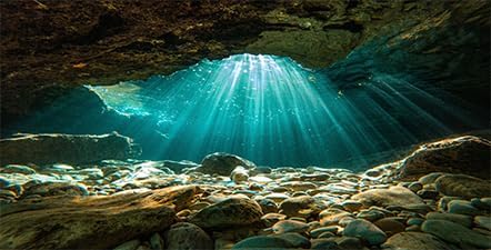 36X18 Inches Fish Tank Background, Sunshine Ocean Floor Terrarium Background Decor, Underwater Stone Durable Polyester Background with 8 EVA Doubl...