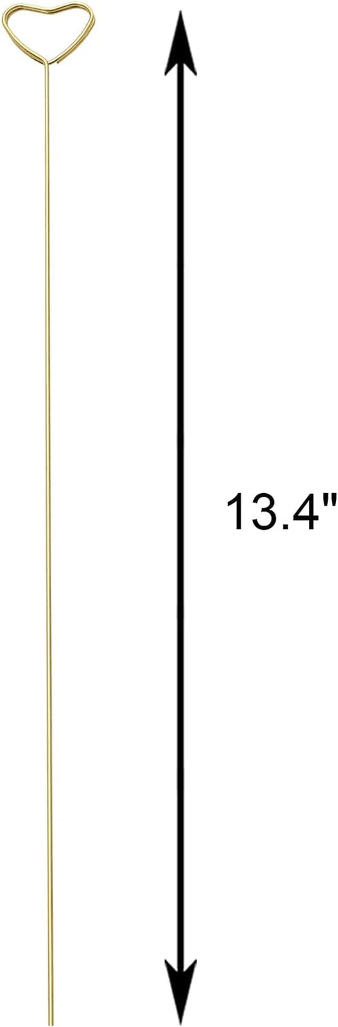 Tinsow 30 Pcs Metal Floral Place Card Holder, 13.4 Inch Heart Shape Flower Picks Clip for Floral Arrangement, Golden Gift Card Holder for Wedding ...