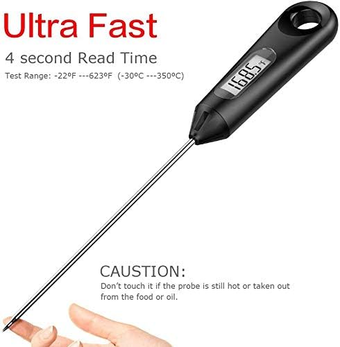 2 in 1 Stainless Steel Whisk Egg Beater & Instant thermometer Probe 12 inch for Cooking Candy, Yogurt, Chocolate, Butter Cream, Sause, Cake...