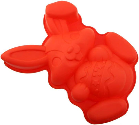Non-stick Easter Bunny Rabbit Hold a Egg Silicone Cake Pan Mold Bakeware for Baking...