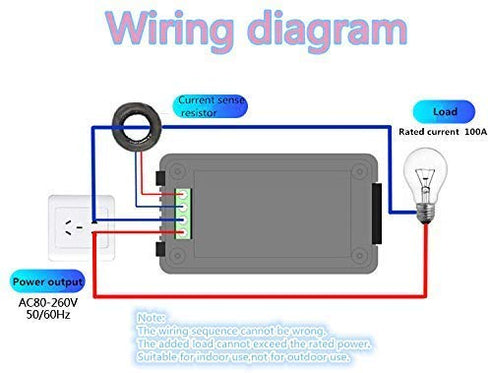 AC 80V-260V Current Voltage Amperage Power Energy Panel Meter LCD Digital Display Ammeter Voltmeter Multimeter (100A(Current CT))...