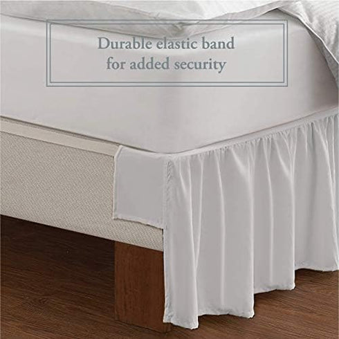 Bed Maker’s Never Lift Your Mattress Microfiber Wrap-Around Bed Skirt, Gathered Ruffled Style, Classic 14 Inch Drop Length, Twin, White...