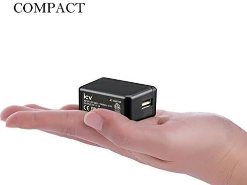 icv USB Wall Charger – 5V 2A AC Power Adapter with US Plug for Phone, Tablet and Other Related USB Powered Devices Small and Lightweight – Designe...