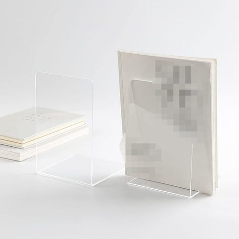 1 Piece Bookend Book End Acrylic Bookend Heavy Duty Book End Book Holder Stopper L Shaped Book Stopper Desktop Organizer for Books Movies CDs(Tran...