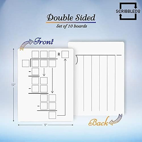 2 Pack Dry Erase Division White Board 9 x 12 Inch Small Lapboard l Durable Portable Double Sided Math Practice Whiteboard for Kids Students, Class...