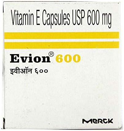 50 Evion 600mg Capsules Vitamin E for Glowing Face,Strong Hair,Acne,Nails, Glowing Skin 400mg,Control Hair Lossess...