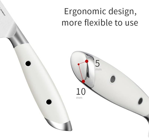 5 inch Paring Knife, German 1.4116 Stainless Steel Peeling Knife, Fruit Vegetable Knife with White ABS Handle, Razor Sharp Small Kitchen Knife wit...