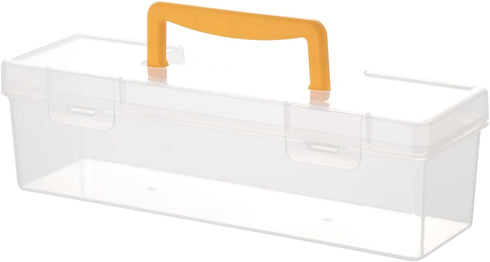 Plastic Portable Container with Handle, Art Craft Sewing Storage Box with Latching Lid for Paint Brush, Tools, Crayon, Washi Tape, Ruler, Ornament...