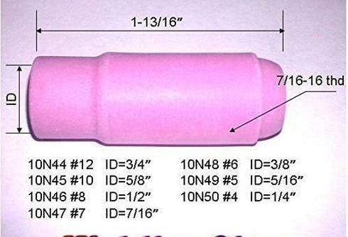 RIVERWELD TIG Alumina Nozzles Ceramic Shield Cup 10 10N45 5/8" Orifice Fit DB PTA SR WP 17 18 26 TIG Welding Torch 10pk...