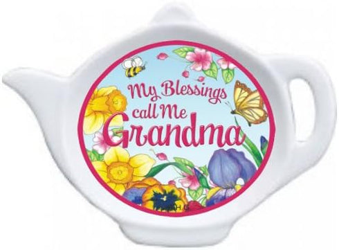 My Blessings Call Me Grandma Teapot Magnet with Flower Design...