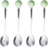 Stainless Steel Coffee Spoon,Teaspoon,Sugar Spoon,Korean Dessert Spoon with Ceramic Ball, Spoons 4 Pieces 5.5 Inches Green...