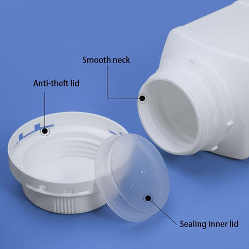 34oz Plastic Lab Chemical Reagent Bottles, Square Sample Storage Container, Plastic Chemical Container Bottle with Anti-theft Cap, Wide Mouth Samp...