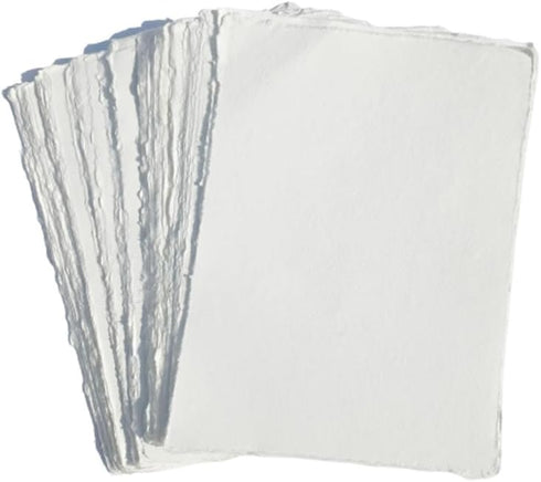 Deckle Edge Paper Loose Leaf Sheets for Writing Calligraphy, Printing, Scrapbook Crafts, Map, Certificate, Invitation 150 GSM Ivory White-501-5x7-...
