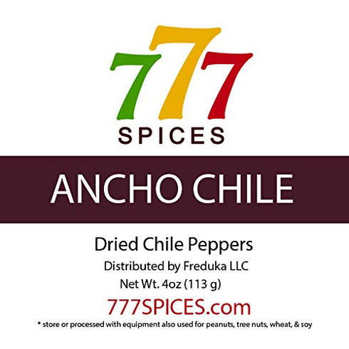 4oz Ancho Poblano Dried Whole Chiles Peppers, Chili Pods for Authentic Mexican Food, Chile Seco...