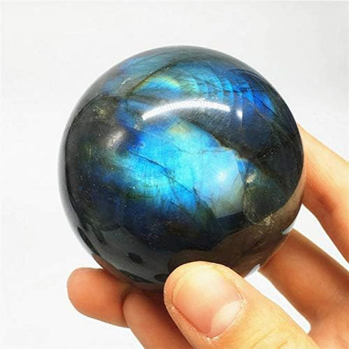 60mm Healing Crystal Natural Labradorite Ball Crystal Sphere with Wood Stand...