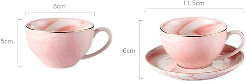FUYU Gold Edge Marble Ceramic Espresso Coffee Cup and Saucer Set Tea Cup...