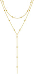 Dainty Long Gold Necklaces for Women,Trendy Lariat Y Necklace 14k Gold Plated Heart Pearl CZ Teardrop Pendant Necklace Simple Gold Drop Necklace G...