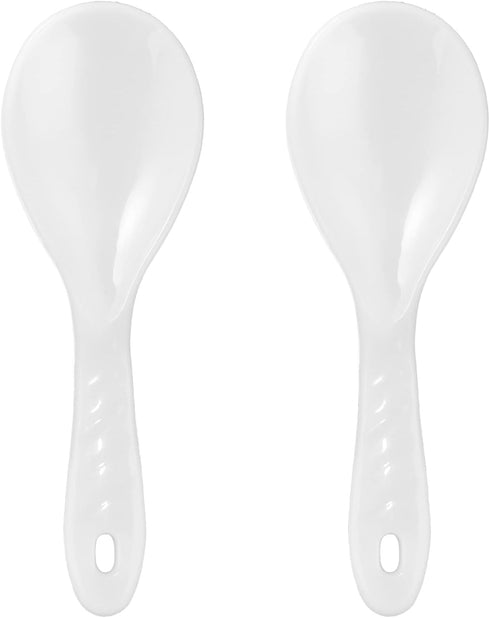 2PCS Plastic Rice Paddle Spoon Rice Scoop, Non-Stick Rice Spatula Rice Cooker Spoon Rice Serving Spoon 7.87 Inch (White B)...