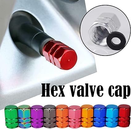 4Pcs Orange Tire Valve Stem Caps, Heavy-Duty Tire Valve Caps, Aluminum Alloy Wheel Caps, Tires Accessories, Universal for Cars, Suvs, Bike, Trucks...