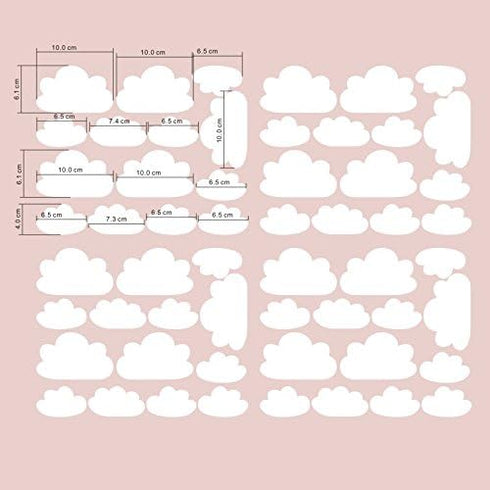 56 Pieces/Set Cloud Wall Decal Vinyl Sticker Nursery Kids Child Boys Girls Room Decor Nursery Baby Bedroom Decoration Home Stickers YMX03 (White)...