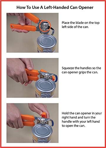 Left Handed Manual Can Opener, Orange Handle...