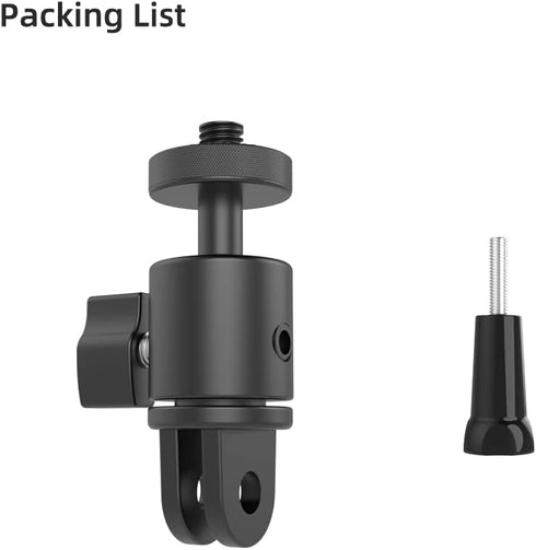 Aluminum 360 Degree Rotation Camera Mount, 1/4 Screw Adjustable Adapter Mount, Compatible with GoPro Hero 12/11/10/9/8/7, DJI, Sony, Xiaomi yi and...